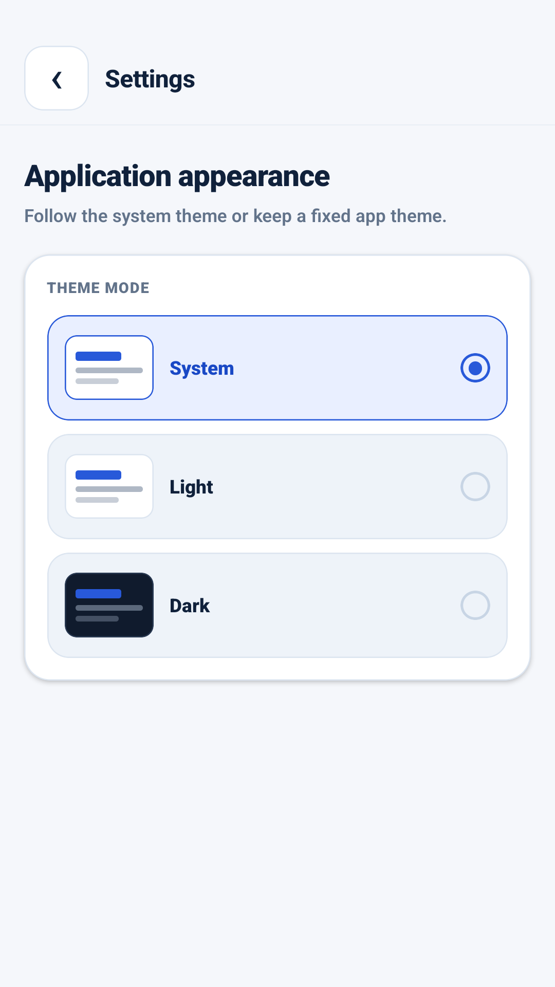 AppMetrica Viewer témabeállítások
